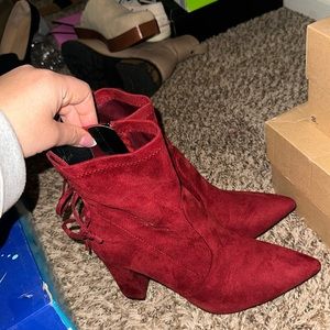 Burgundy high heel boots size 9